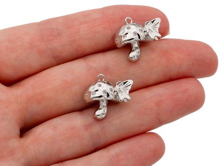 Подвеска "Гриб с бабочкой" 16мм, с фианитами