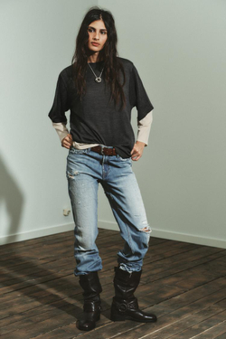 ZARA ДВУСЛОЙНЫЙ СВИТЕР, СЕРЫЙ МЕЛАНЖ