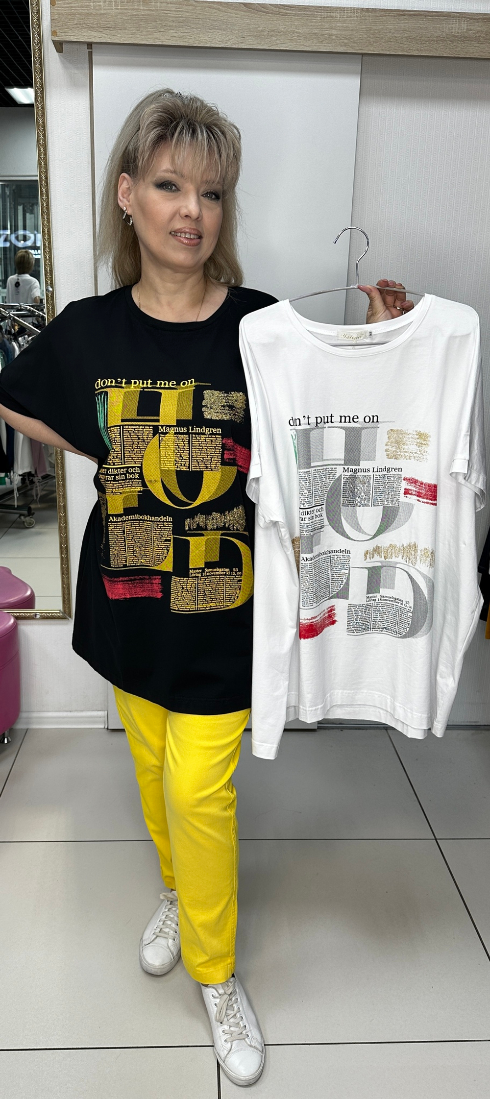 Коттоновая туника-футболка с оригинальным "газетным" принтом