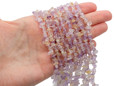 Нить бусины из аметиста и цитрина 6-7мм (галька)