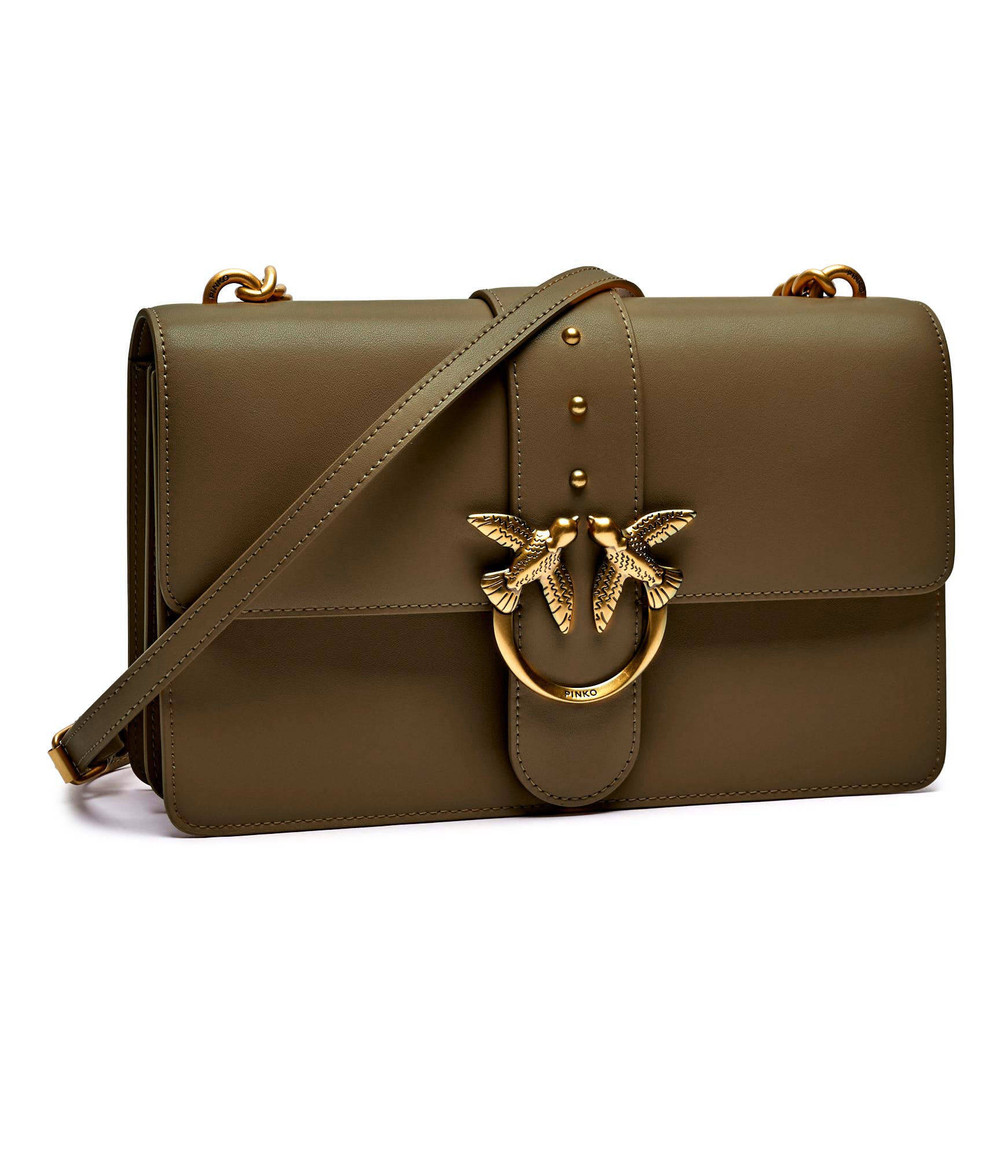 Кожаная сумка-мессенджер love one classic Pinko - оливковый(100053 A0F1)