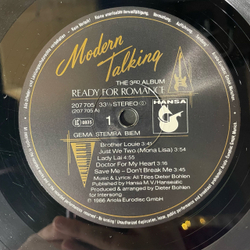 Винтажная виниловая пластинка LP Modern Talking, Ready For Romance (The 3rd Album) (Германия 1986)