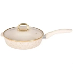 Сковорода глубокая 240мм с ручкой,со стекл.крышкой,АП линия «Грация» (белый/золото)