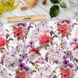 Ткань оксфорд 210 контрастные букеты роз