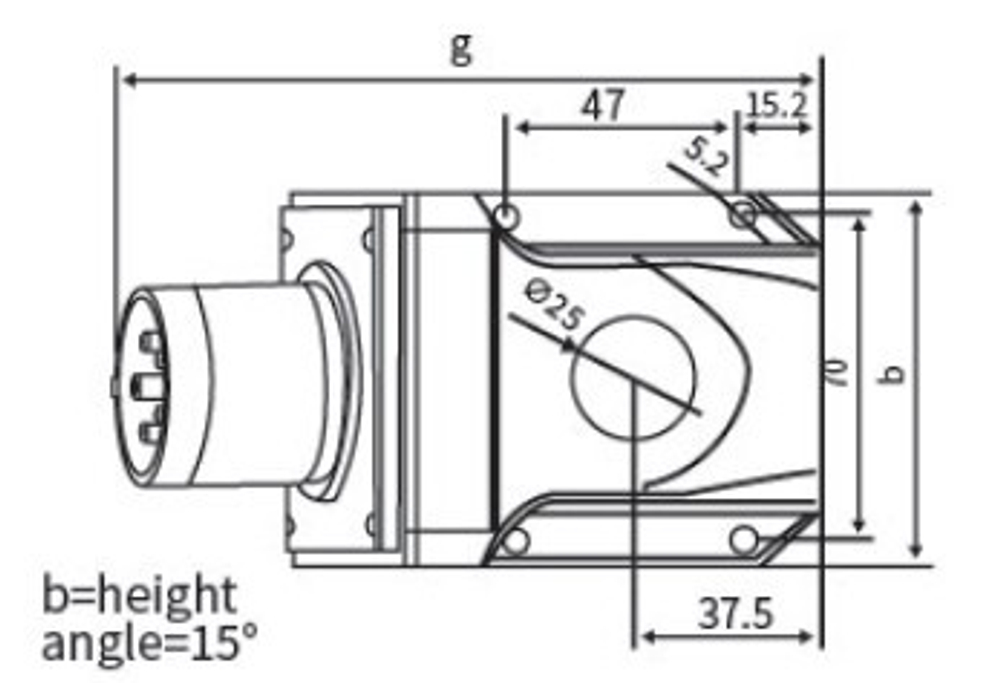 Вилка кабельная 16А 3Р+N+Е IР44 стационарная 220-380В XM 515K