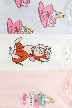 H&M Набор из трех хлопковых футболок с принтом, светло-розовый