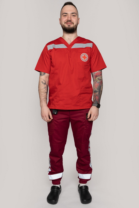 Брюки-джоггеры демисезонные мужские Скорая помощь MedicLine цв. БОРДОВЫЙ