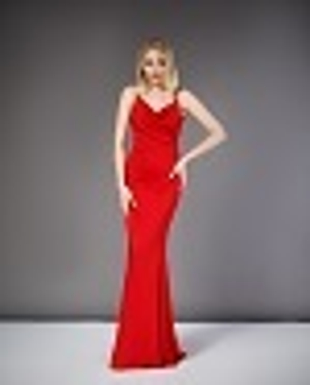 25-19 SS Платье в пол на лямках, красный M