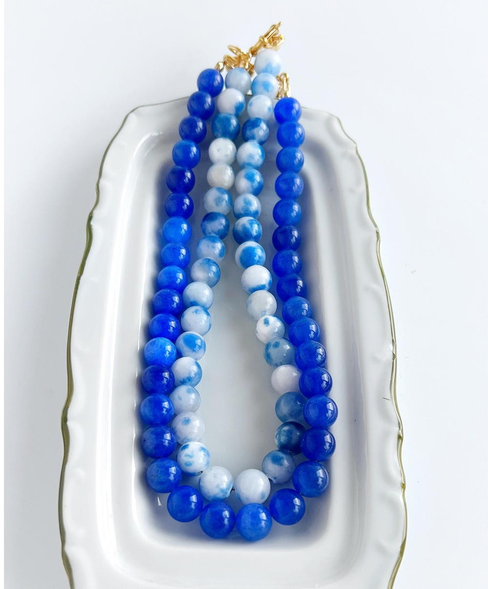 Колье Санторини из бусин камня