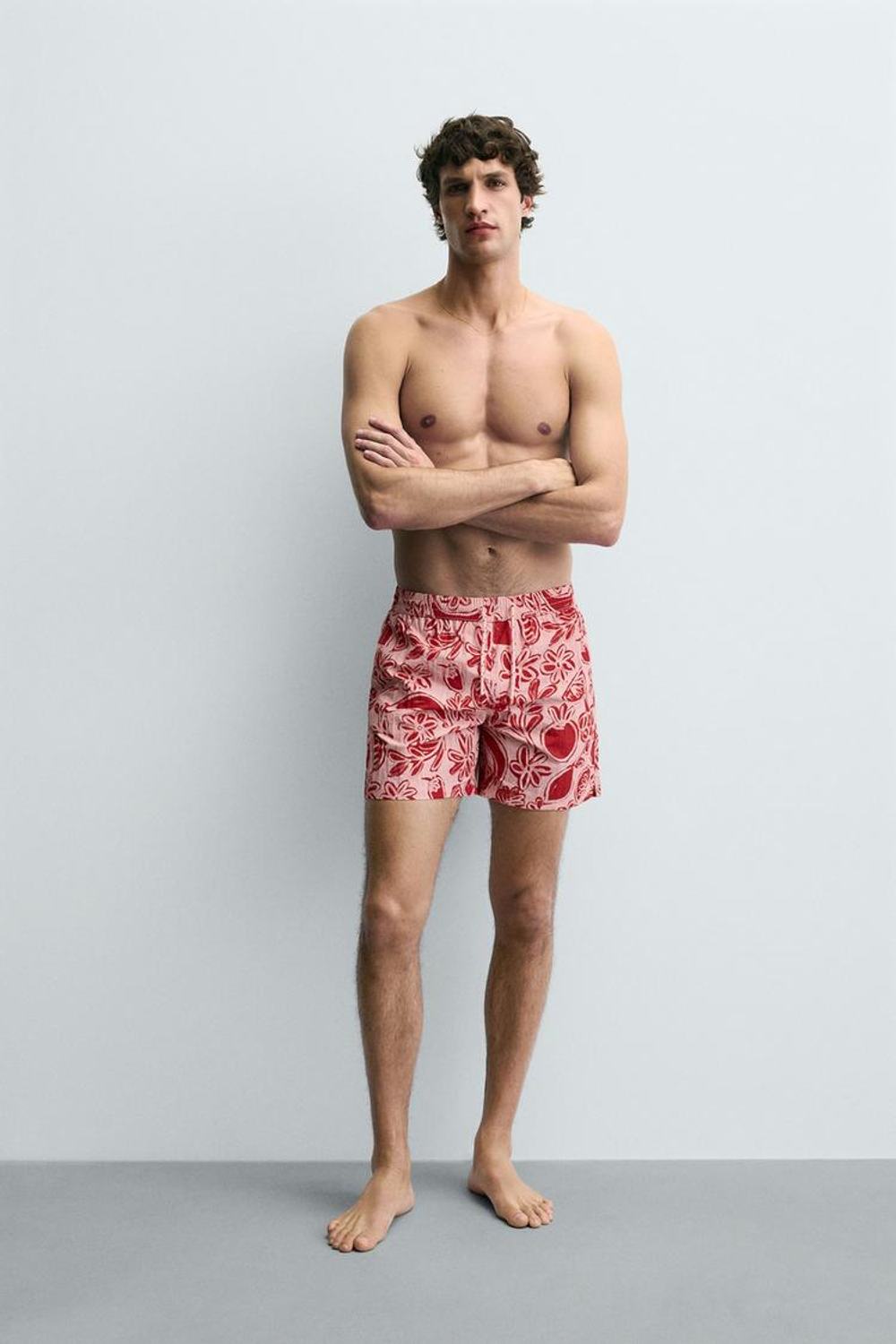 ZARA ПЛАВКИ С ПРИНТОМ В ВИДЕ ФРУКТОВ, РОЗОВЫЙ