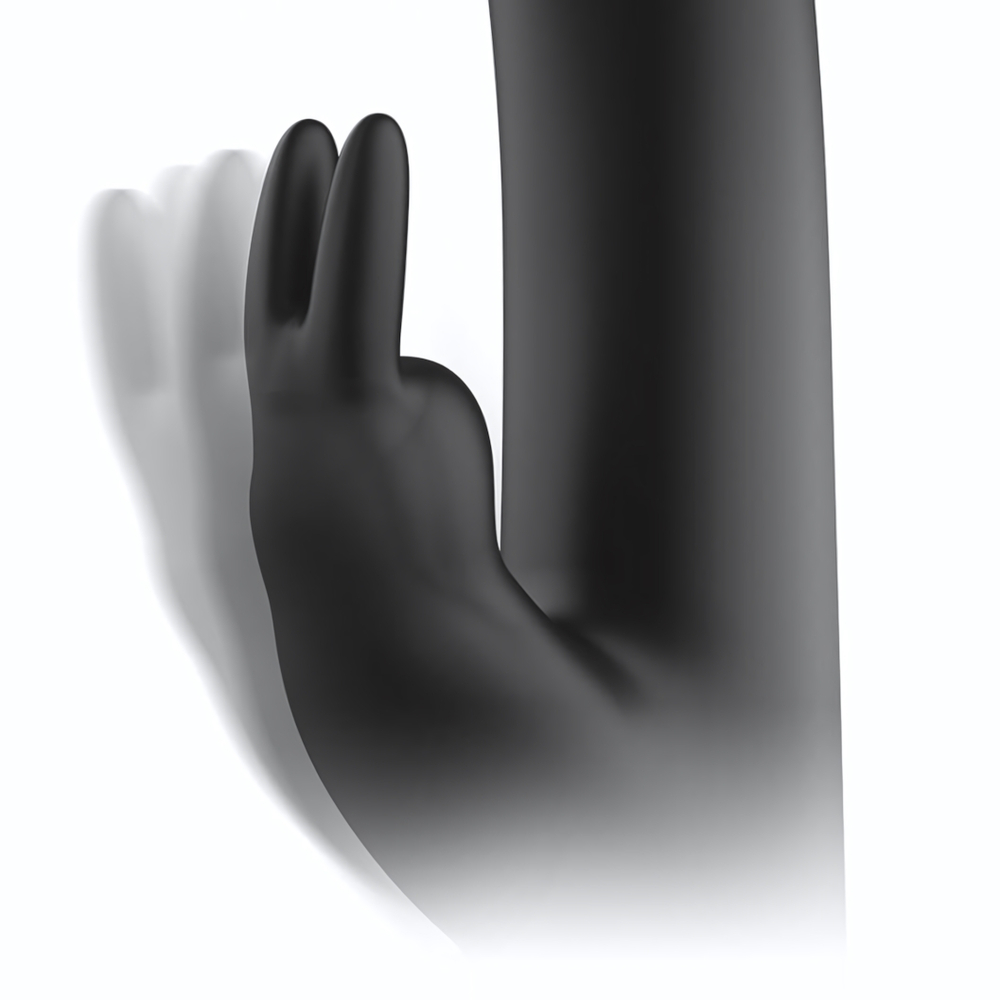 Черный вибратор-кролик с вращением бусин - 22 см. (Цвет: черный)