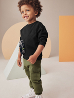 Лонгслив и джоггеры в комплекте для мальчика Next N96-355, Хаки, Черный