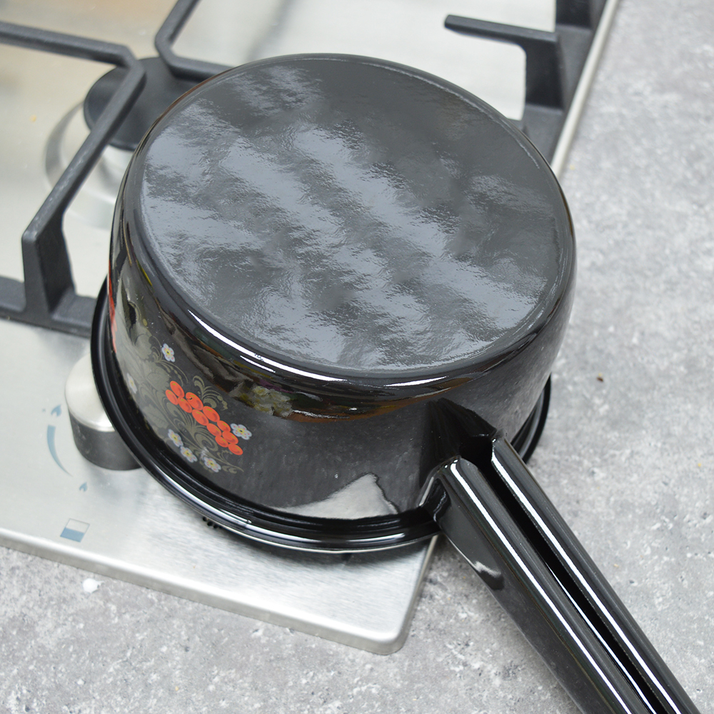 Ковш 1л черный с красным "Рябина"