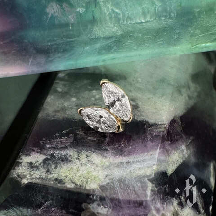 Накрутка "Double Marquise" - Желтое золото - White CZ