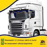 Ламбрекен с косынками Scania (флок, синий, желтые шарики)