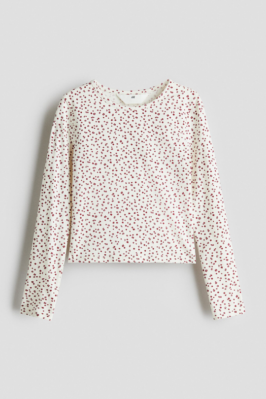 H&M Лонгслив с длинным рукавом с принтом, белый/красный