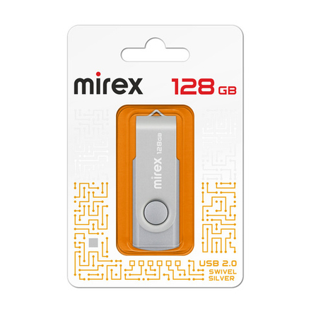 Флешка 128-GB USB-2.0 MIREX SWIVEL SILVER
