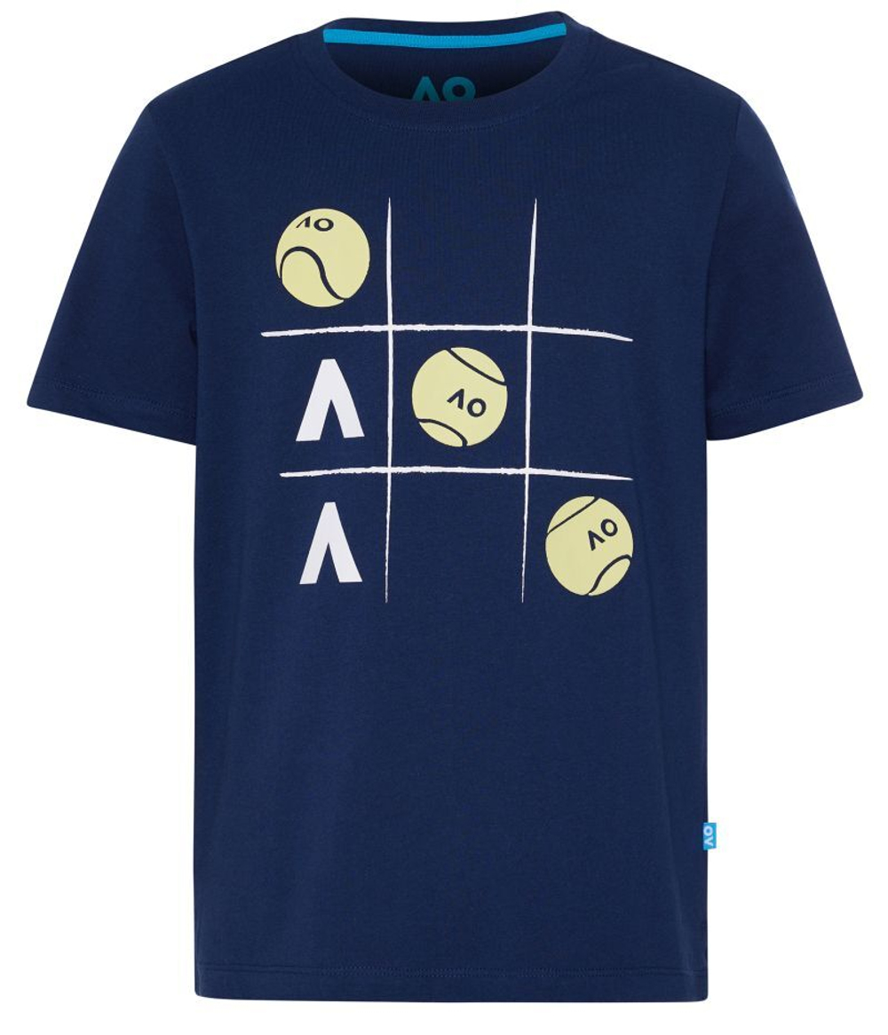 Футболка для мальчика теннисная Australian Open Boys T-Shirt Tennis Ball Logo - navy