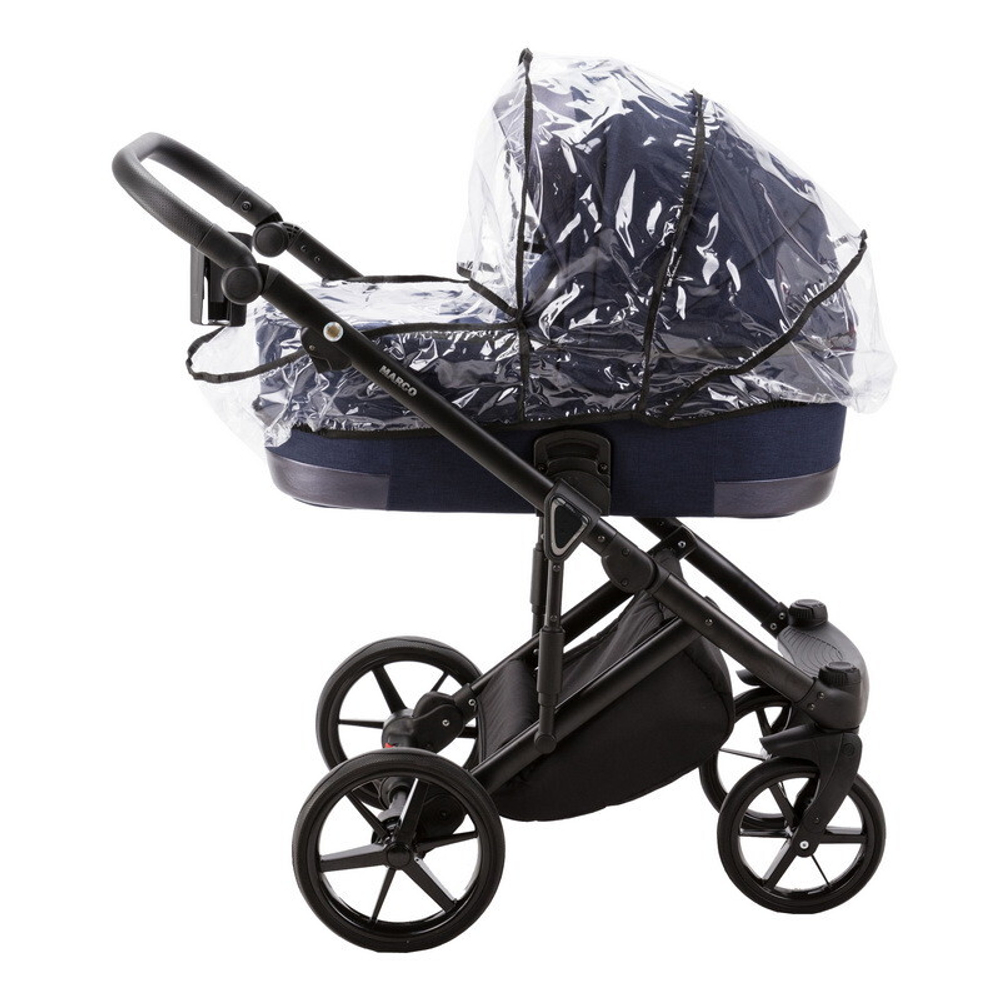 Детская коляска Adamex Marco 2 в 1 GA09 (Т. СИН ТК.+ Т.СИН ПЕРЛ КОЖ. ОТДЕЛКА)