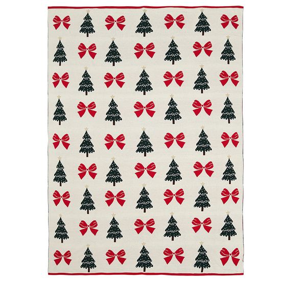 Плед из хлопка с новогодним рисунком christmas bows из коллекции new year essential, 130x180 см