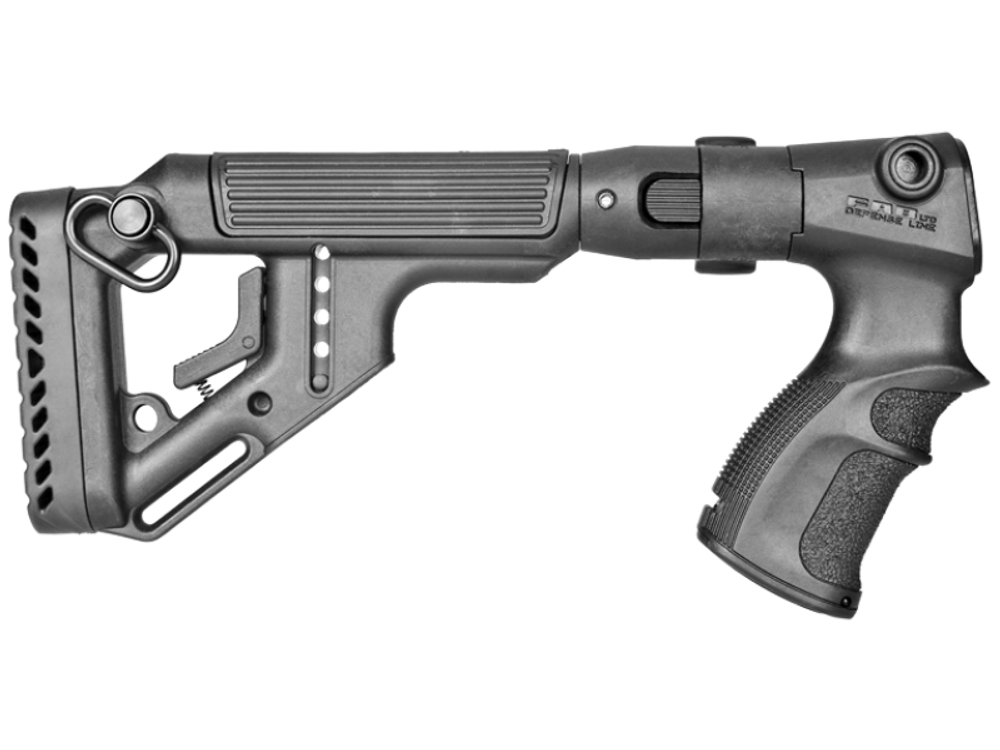 Складной приклад со щекой на Remington 870, черный, FAB Defense