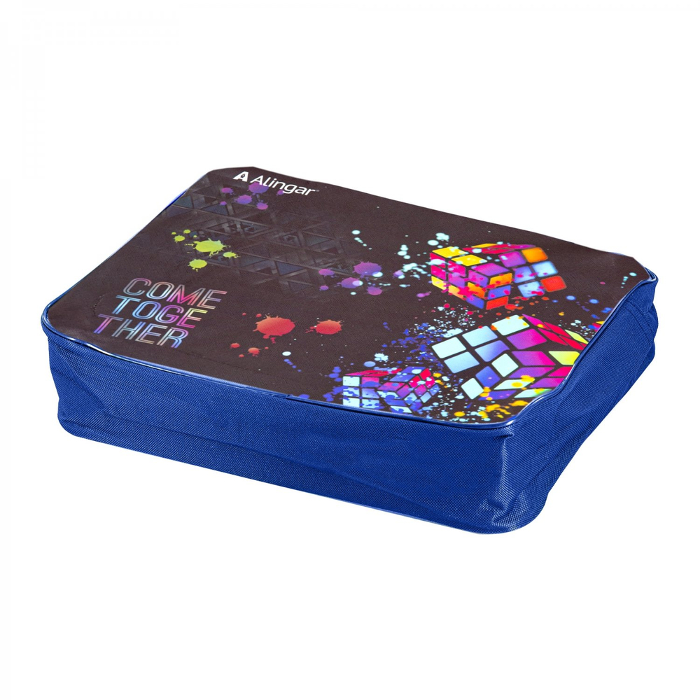 Папка с ручками 1 отделение, А4 260х340х80 мм, Alingar, ПВХ, ручки тесьма, дизайн с одной стороны, молния сверху, внутр. карман, "Кубики"