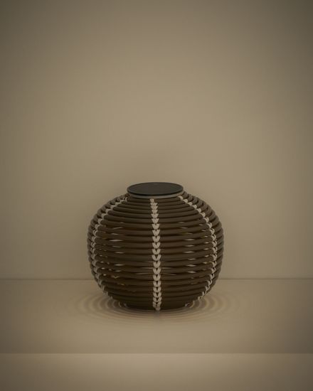 Настольная лампа Garoina на солнечных батареях из искусственного ротанга, 25 см