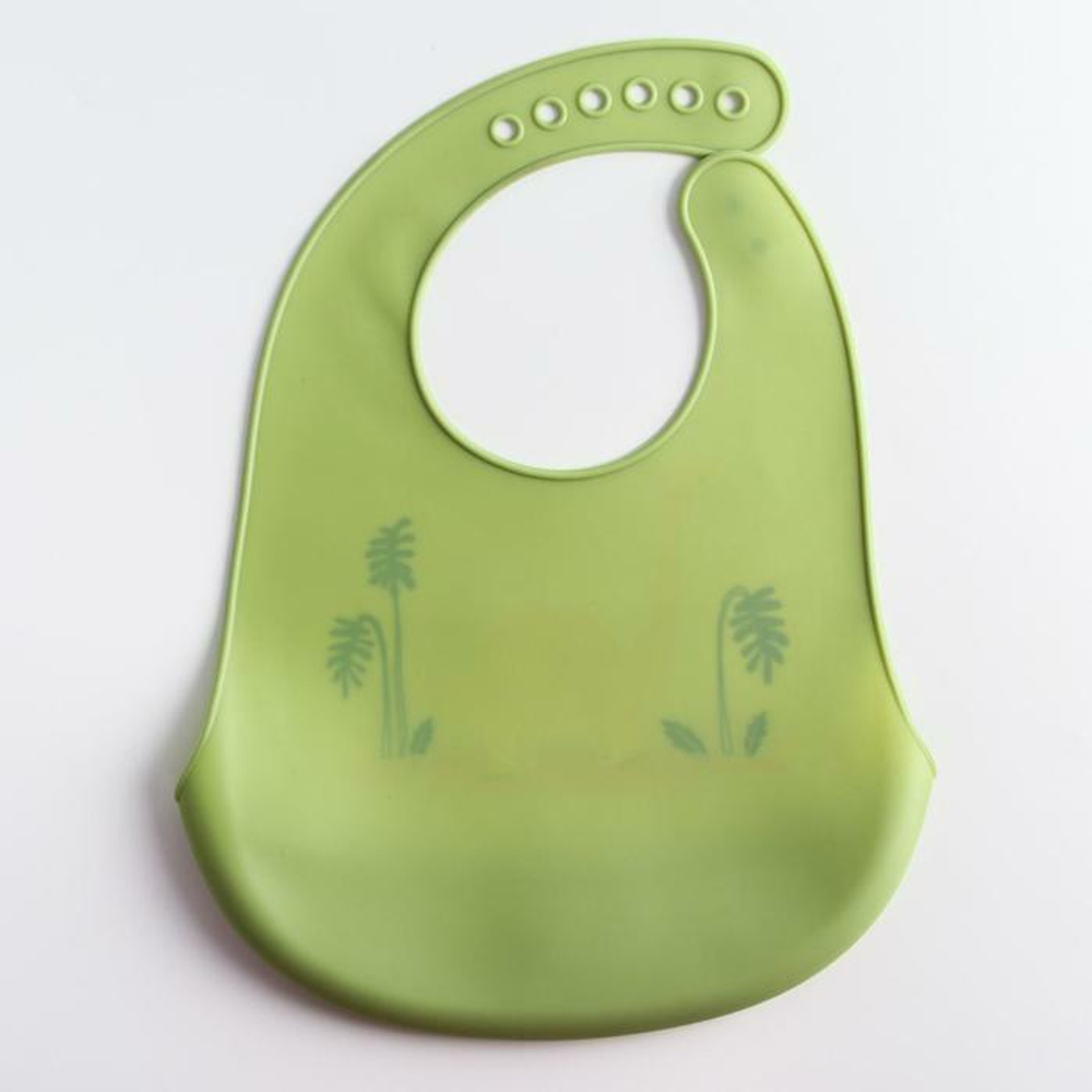 5231417 Нагрудник силиконовый, с карманом «Динозавр», цвет зеленый