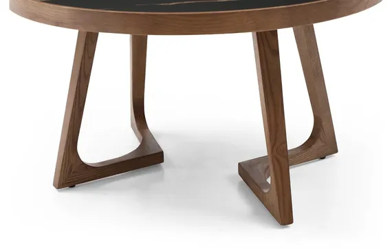 Журнальный столик Vario Ø80х46 см, черная керамика, орех