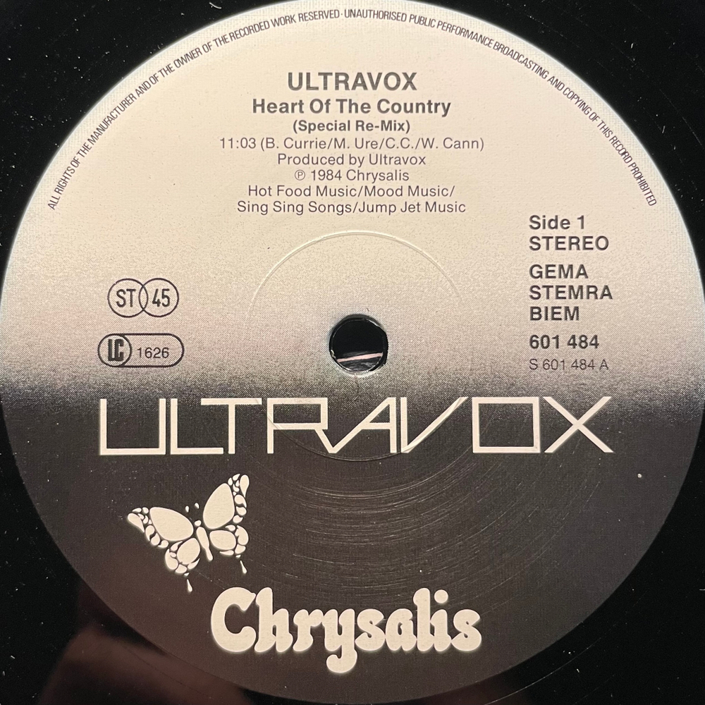 Ultravox ‎– Heart Of The Country (Европа 1984г.) 12", 45 RPM