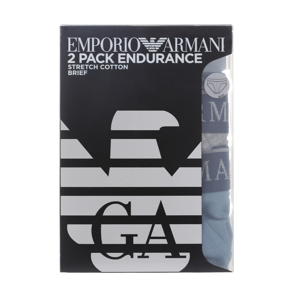 Набор мужских трусов брифов 2в1 (серый, серо-голубой) Emporio Armani 111733_4F720 15349