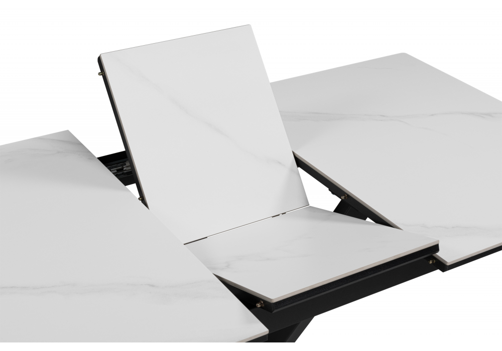 Керамический стол Woodville Гардинг 100(130)x70 белый мрамор, черный