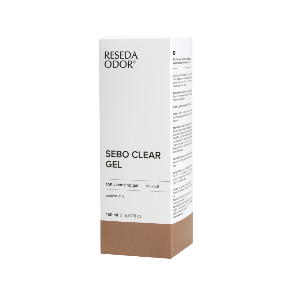 Sebo Clear soft cleansing gel with oil  absorbing and astringent affects, pH 5,8