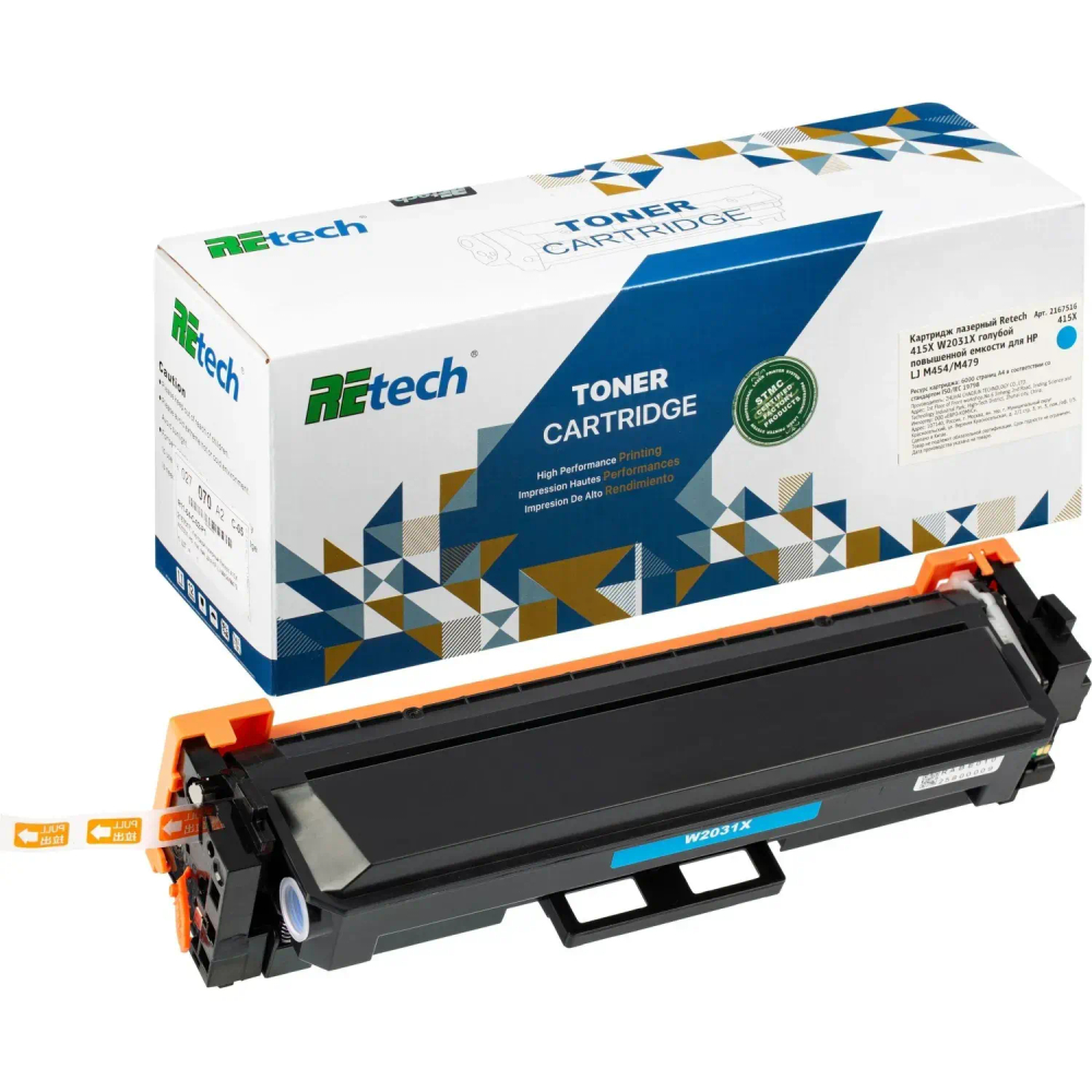 Картридж лазерный Retech 415X W2031X гол. пов. емк. для HP LJ M454/M479