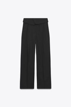 ZARA БРЮКИ С ОТЛОЖНЫМ ПОЯСОМ ИЗ ШЕРСТИ — ZW COLLECTION, ЧЕРНЫЙ