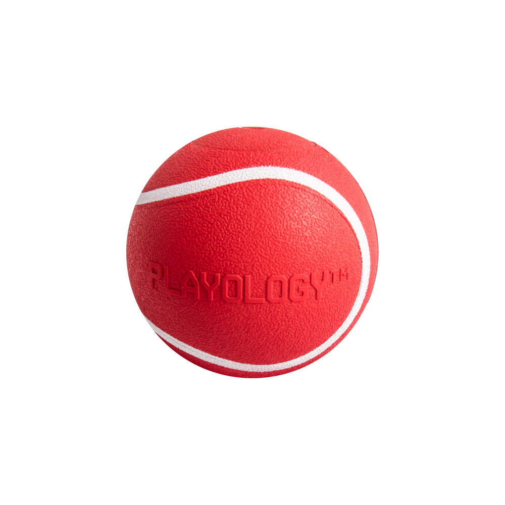 Playology  жевательный мяч SQUEAKY CHEW BALL 6 см для собак мелких и средних пород с пищалкой и с ароматом говядины, цвет красный