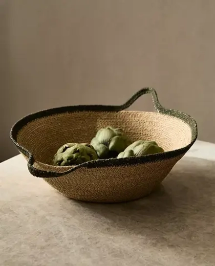 ZARA HOME БОЛЬШАЯ КОРЗИНА С РУЧКАМИ, ЗЕЛЕНЫЙ