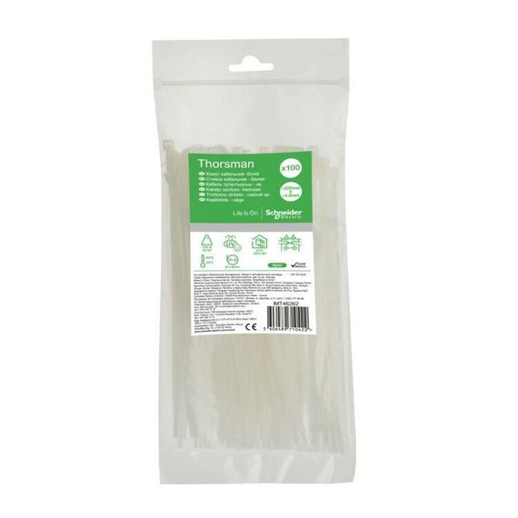 Бандаж кабельный Systeme Electric 200*4,8 белый (упаковка 100шт) 36524