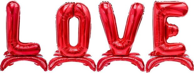 Шары буквы на подставках "Love" красный 32" / 81 см (Falali) (воздух)