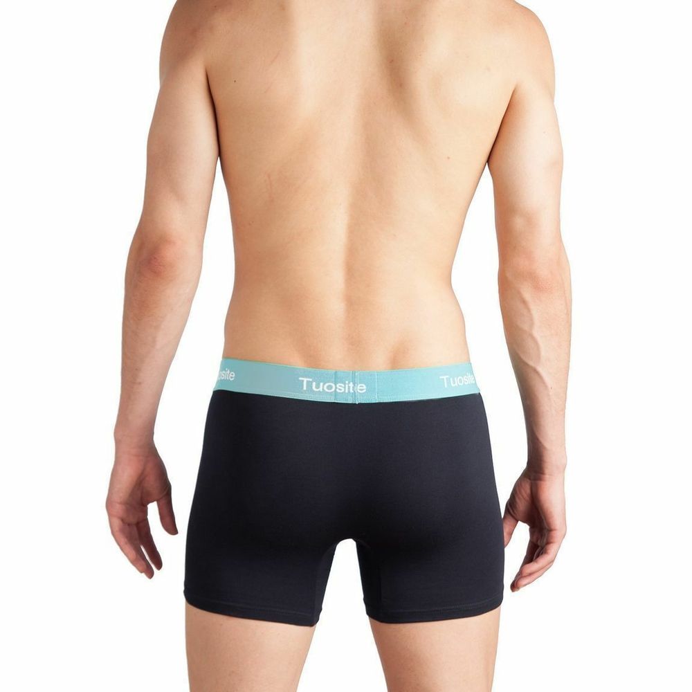 Мужские трусы боксеры черные с голубой резинкой Tuosite TS7820-2