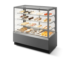 Витрина Кондитерская Vete kub lux 90, Серый матовый/шлифованная нержавейка T7016M.VG033.B7016M