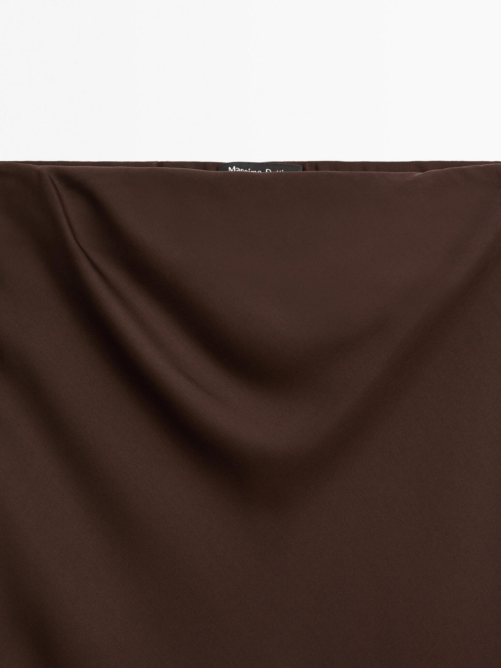 Massimo Dutti Юбка миди из струящегося атласа, шоколадно-коричневый