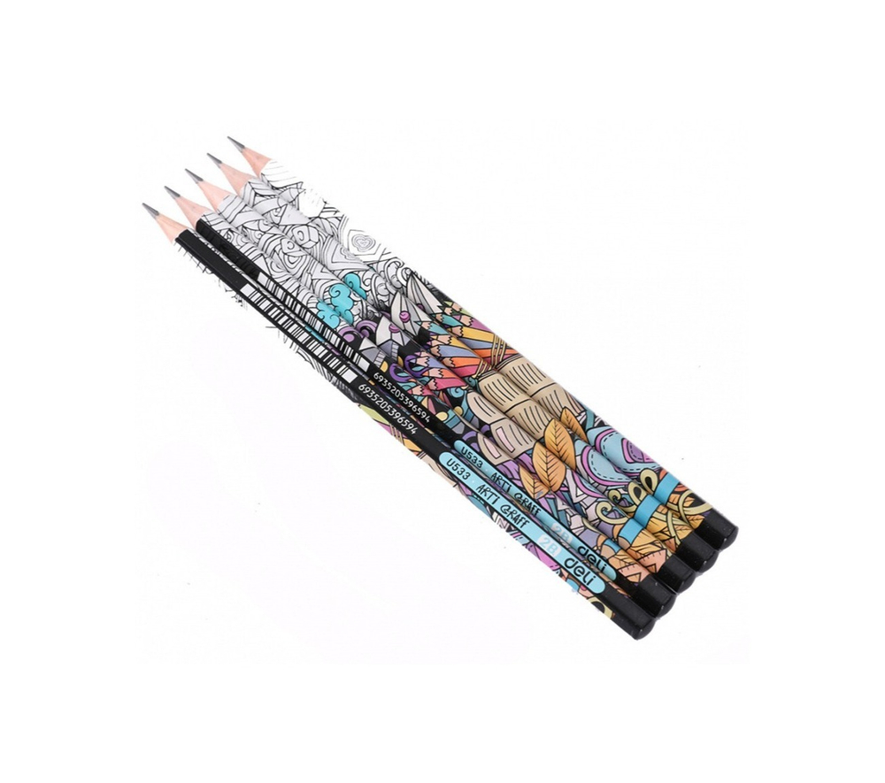 Карандаш чернографитный Deli Arti Graff 2B шестигран. тополь рисунок EU53300-1