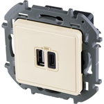 Розетка USB тип А+С 3000мА 5В - слоновая кость Inspiria Legrand