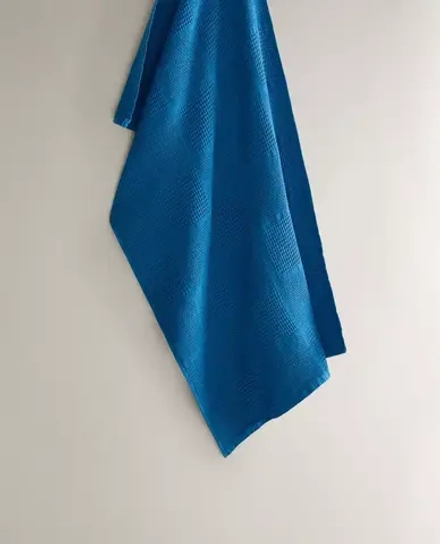 ZARA HOME ХЛОПКОВОЕ ПОЛОТЕНЦЕ, СИНИЙ