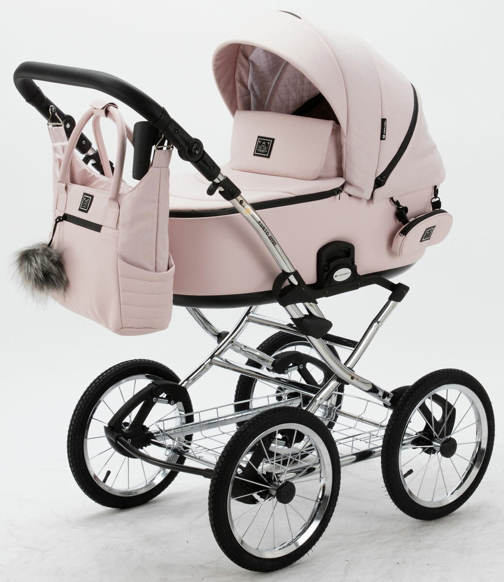 Детская коляска Adamex Porto Retro 3 в 1 PO-PS26 (РОЗ.ТК+РОЗ.КОЖА)