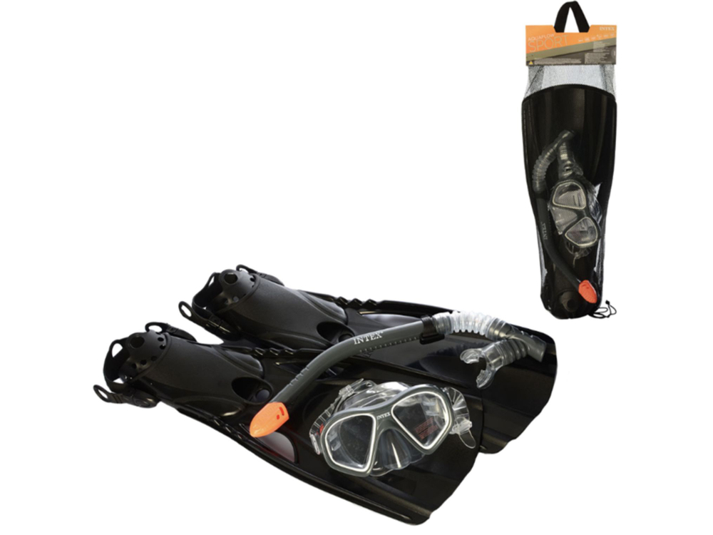 Набор для плавания 3 в 1 Intex 55657 Wave Rider, чёрный, маска, трубка и ласты