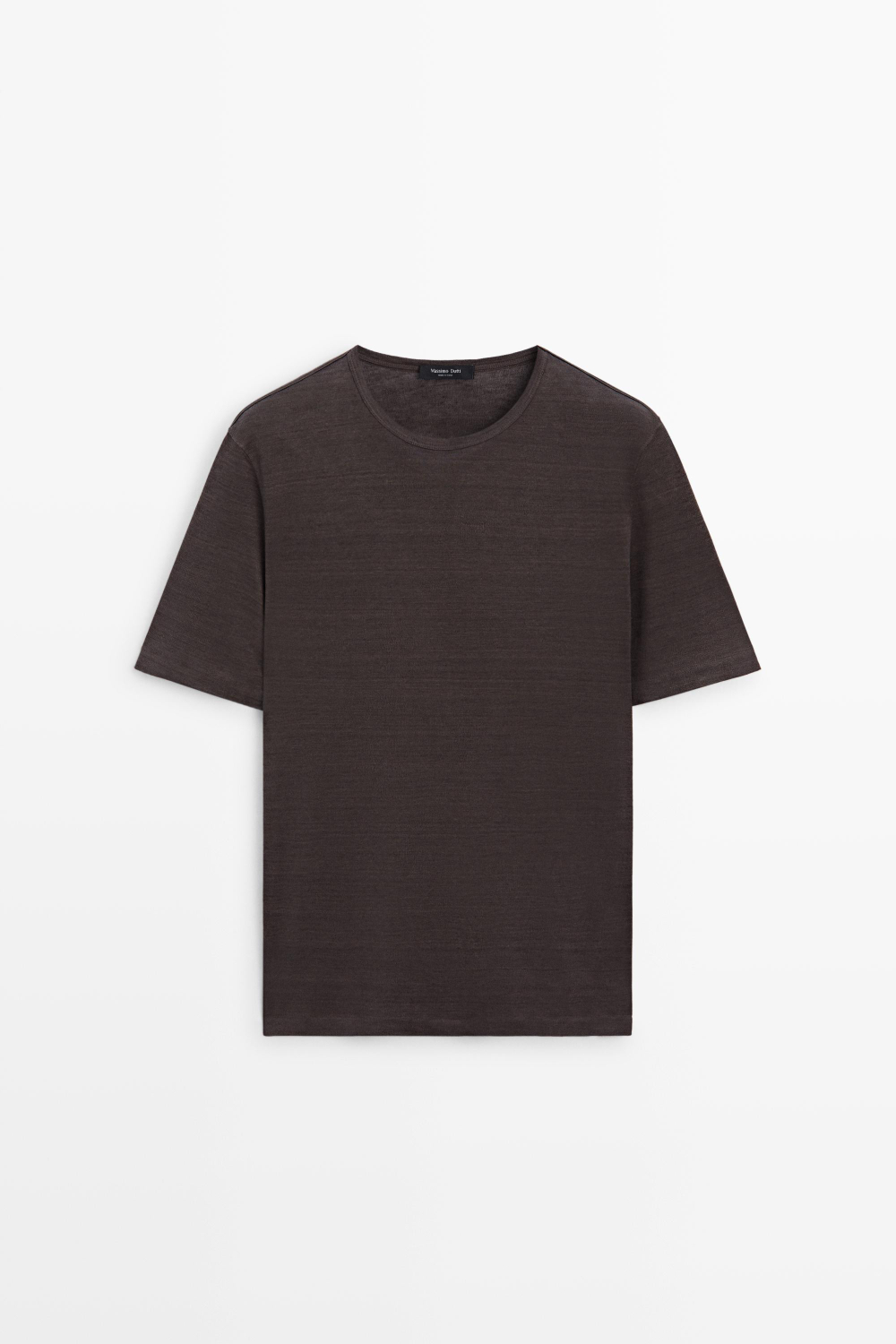 Massimo Dutti Футболка с коротким рукавом из 100% льна, коричневый