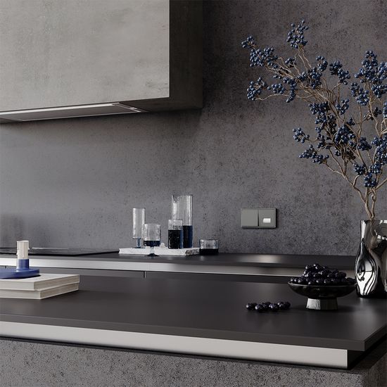 Выключатель встраиваемый VOLTUM S70 одноклавишный 10А, (титан)