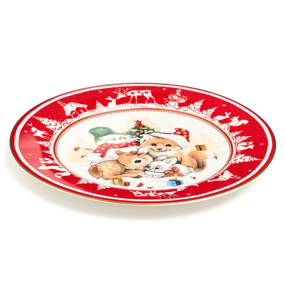 ТАРЕЛКА ЗАКУСОЧНАЯ LEFARD "ЕЛКА" 19 СМ КРАСНАЯ (КОР=18ШТ.)